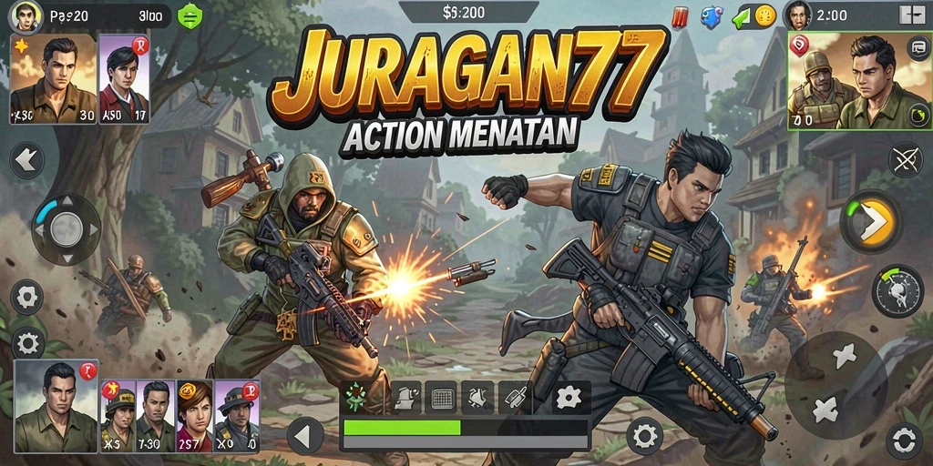 Tampilan aksi seru dalam gameplay JURAGAN77 yang menegangkan.