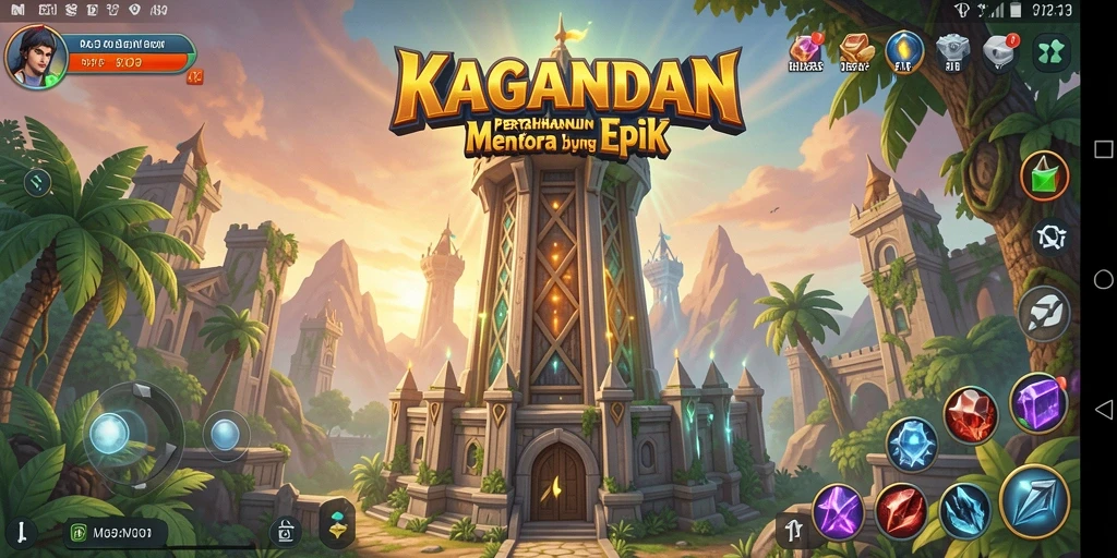 Screenshot utama KAGANDAN menunjukkan aksi seru Tower Defense.