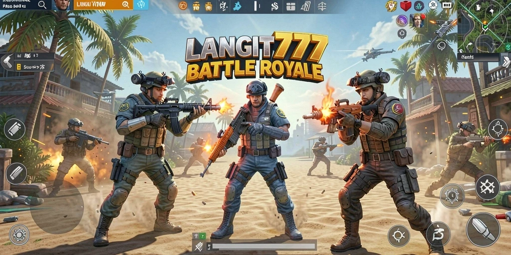 Tampilan menarik dari gameplay LANGIT777 di medan pertempuran Battle Royale.