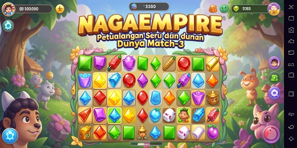 Screenshot utama NAGAEMPIRE menampilkan gameplay seru dari permainan Match-3.