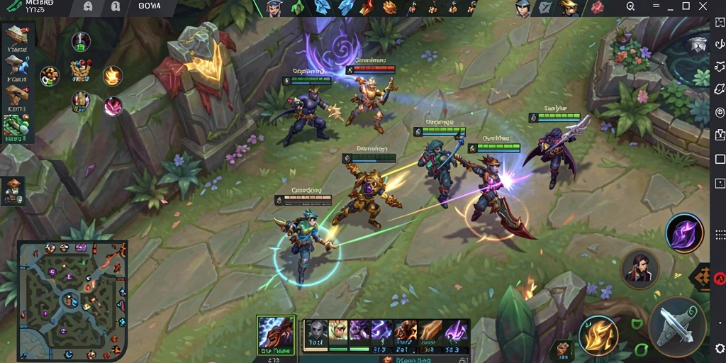 Tampilan epik dari gameplay kompetitif YY123 yang menampilkan aksi MOBA.
